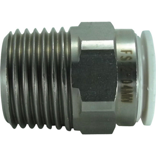 チヨダ　ファイブＳＵＳメイルコネクタ　白　１２ｍｍ・Ｒ１／２　FS12-04MW　1 個