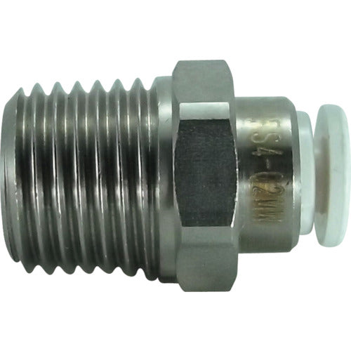 チヨダ　ファイブＳＵＳメイルコネクタ　白　４ｍｍ・Ｒ１／４　FS4-02MW　1 個