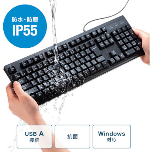 ＳＡＮＷＡ　日本語１０９キーボード　抗菌防水防塵タイプ　SKB-BS6BK　1 個