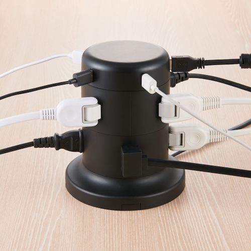 エレコム　タワー型タップ　８個口　雷サージ付　ホコリ防止シャッター付　固定可能　２．０ｍ　ブラック　TT-U01-0820BK　1 個