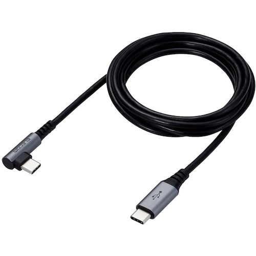 ELECOM USB (C-C) Cable for Smartphones, PD Compatible, L-Shaped Connector, Antibacterial and Antiviral, 1.2m, Black, MPA-CCL12NBK, 1 Piece