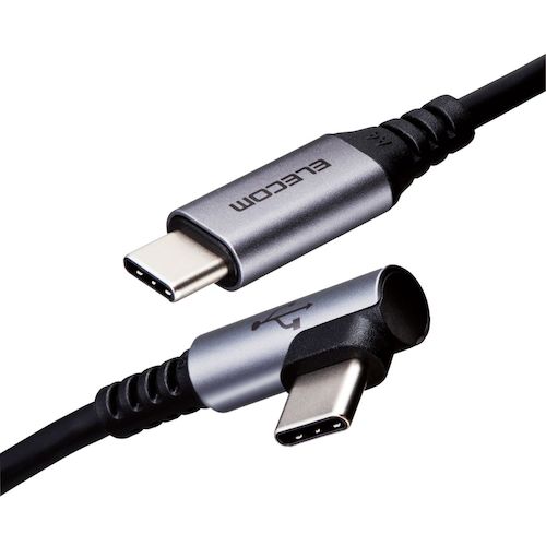 ELECOM USB (C-C) Cable for Smartphones, PD Compatible, L-Shaped Connector, Antibacterial and Antiviral, 1.2m, Black, MPA-CCL12NBK, 1 Piece
