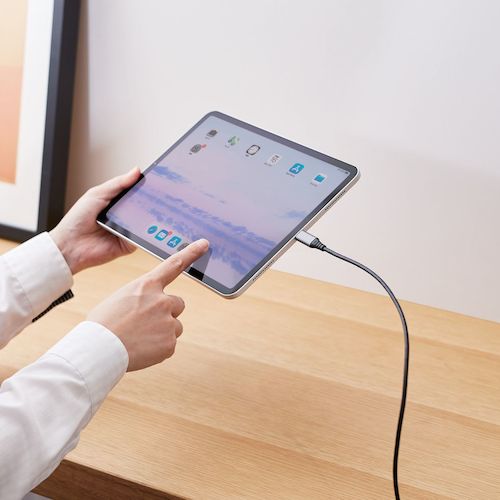 ELECOM USB (C-C) Cable for Smartphones, PD Compatible, L-Shaped Connector, Antibacterial and Antiviral, 1.2m, Black, MPA-CCL12NBK, 1 Piece