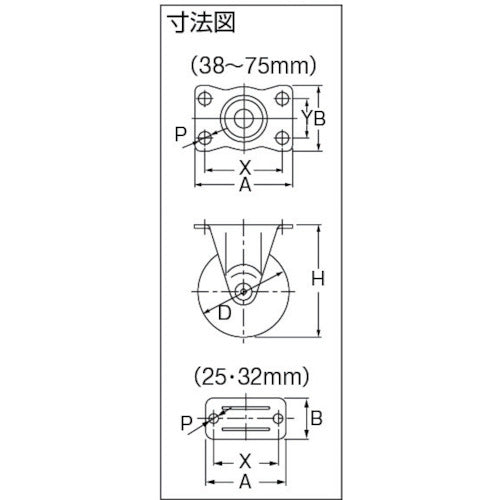 ハンマー　固定式ウレタン車輪（ナイロンホイール）２５ｍｍ　420R-UR25　1 個