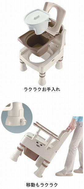 Portable Toilet Kiraku Mini Large / 45603 Standard Type MS Type Dark Brown 1 Unit