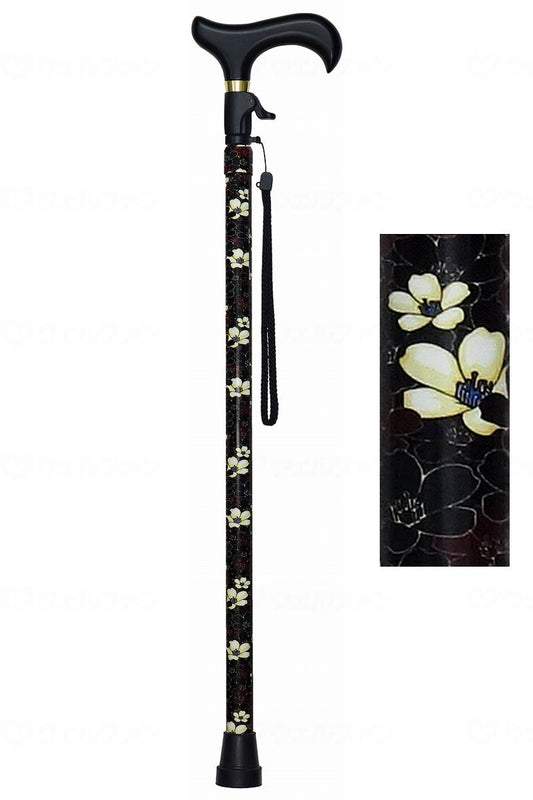 島製作所無段階伸縮ｽﾃｯｷ 花柄ｼｯｸ