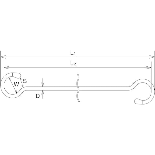 水本　Ｓフック　ステンレス　スーパーロングＳカン　４ミリ　全長７００ｍｍ　A-2923　1 本