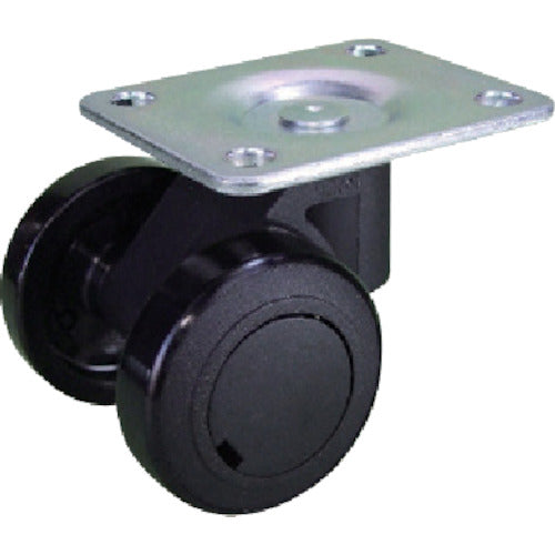 부품 캐스패드 플레이트식 쌍륜 캐스터 나일론 자동차 하중 58.8 블랙 CNPF50B 1개