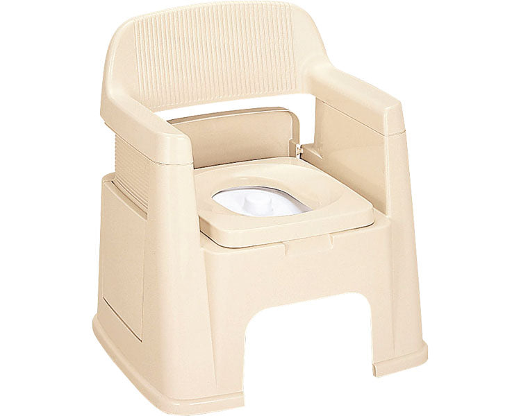 Portable Toilet with Backrest / Beige 1 Unit