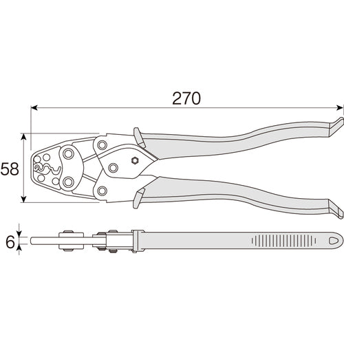 ＨＯＺＡＮ　手動圧着工具（裸圧着端子・裸圧着スリーブ用）　全長２７０ｍｍ　P-75　1 丁