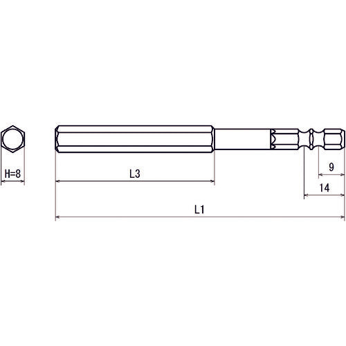 近江　六角６．３５　溝９、１３兼用差込　ヘキサゴンビット　Ｈ８　全長１００　V32XH8-100　10 本