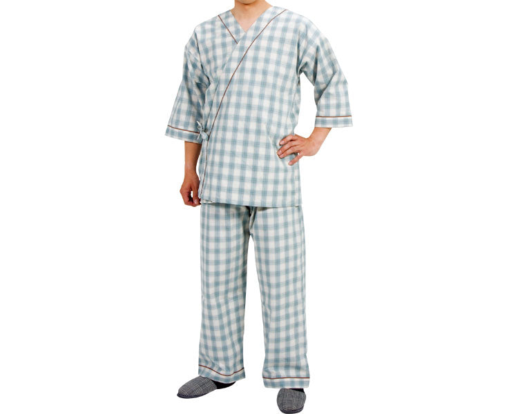 Separate type pajamas for men / 0730 L Tartan green 1 piece