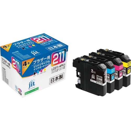 ｊｉｔ　ブラザー　ＬＣ２１１−４ＰＫ対応　ジットリサイクルインク　ＪＩＴ−Ｂ２１１４Ｐ　４色入り　JIT-B2114P　1 箱