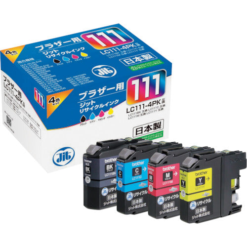 ｊｉｔ　ブラザー　ＬＣ１１１−４ＰＫ対応　ジットリサイクルインク　ＪＩＴ−Ｂ１１１４Ｐ　４色入り　JIT-B1114P　1 箱