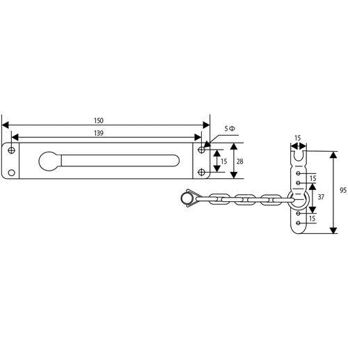 WAKI Heavy Duty Door Chain VA-254 Chrome VA-254 1 pc