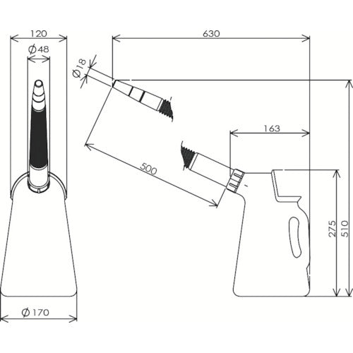 ＦＵＲＵＰＬＡ　ポリジョッキロングノズル３リッター　ノズル長５００ｍｍ　3230　1 個