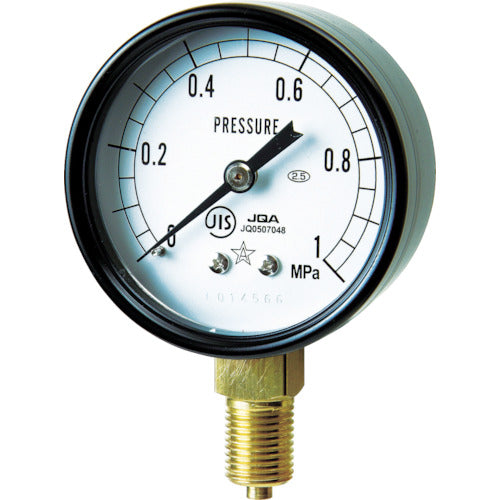 右下　一般圧力計（Ａ枠立型・φ６０）　圧力レンジ０〜０．１０ＭＰａ　G211-111-M-0.1MP　1 個