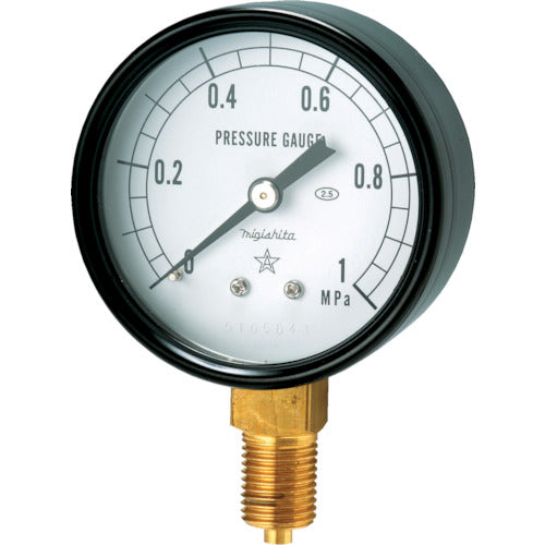 右下　一般圧力計（Ａ枠立型・φ６０）　圧力レンジ０．０〜０．１０ＭＰａ　G211-111-V-0.1MP　1 個