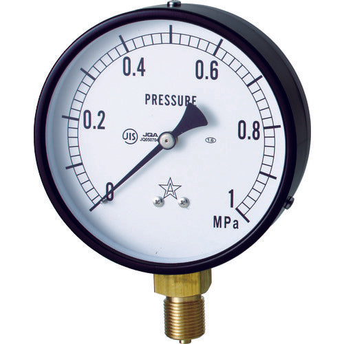 右下　一般圧力計（Ａ枠立型・φ７５）　圧力レンジ０〜０．１０ＭＰａ　G311-211-M-0.1MP　1 個