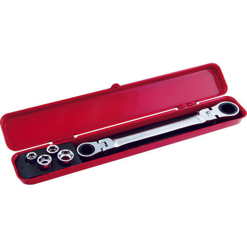 Pro-Auto 더블 플렉스 록 기어 렌치 &amp; 고스루 소켓 세트 DFL-1GS 1 S