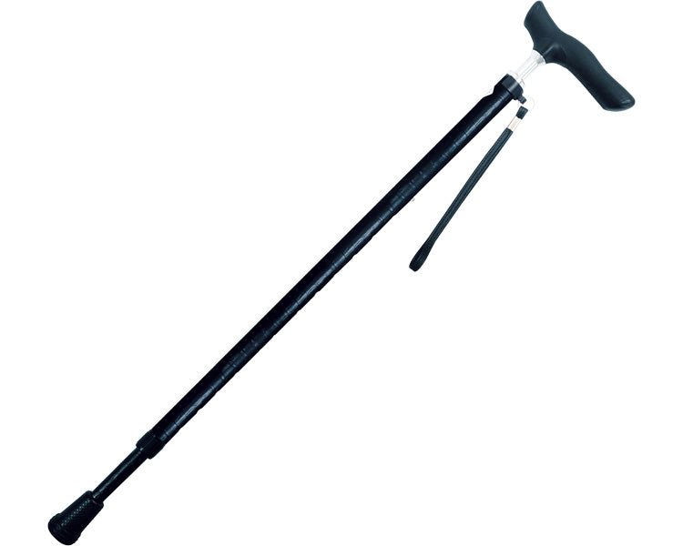 Telescopic Joint Leather Walking Stick / 69-NL2 Black 1 pc