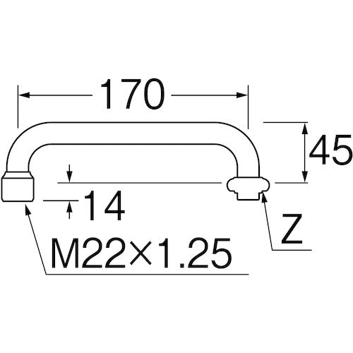 ＳＡＮＥＩ　シャワー横型パイプ　PA20S-60X-16　1 個