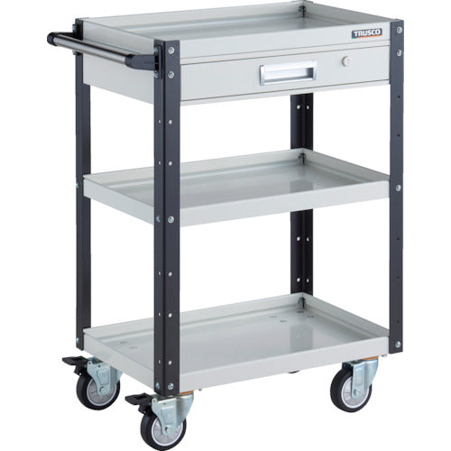 TRUSCO Tool Wagon Eagle Wagon 600 x 400 x H880 with drawer, 4 swivel wheels, urethane wheels, white/black EGW-963VUJ-WBK 1 unit