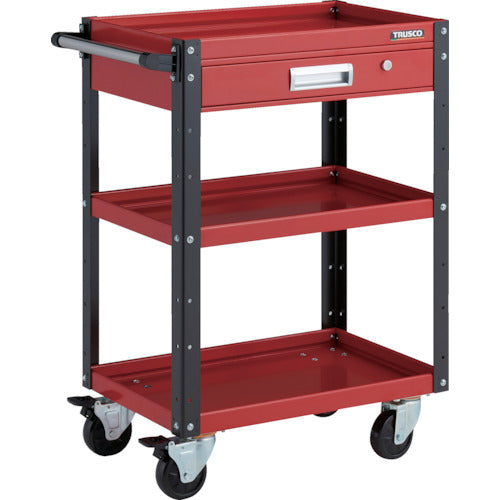 TRUSCO Tool Wagon Eagle Wagon 600 x 400 x H880 with drawer, 4 free-wheeling, red/black EGW-963VJ-RBK 1 unit