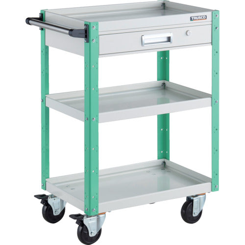 TRUSCO Tool Wagon Eagle Wagon 600 x 400 x H880 with drawer, 4 free-moving wheels, White/Young Green EGW-963VJ-WYG 1 unit