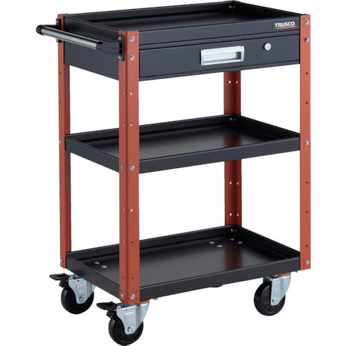 TRUSCO Tool Wagon Eagle Wagon 600 x 400 x H880 with drawer, 4 swivel wheels, black/orange EGW-963VJ-BKOR 1 unit