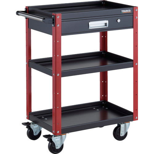 TRUSCO Tool Wagon Eagle Wagon 600 x 400 x H880 with drawer, 4 swivel wheels, black/red EGW-963VJ-BKR 1 unit