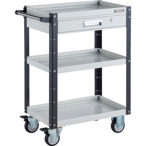TRUSCO Tool Wagon Eagle Wagon 600 x 400 x H880 with drawer, urethane wheels, white/black EGW-963VU-WBK 1 unit