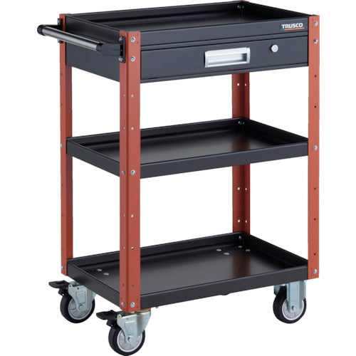 TRUSCO Tool Wagon Eagle Wagon 600 x 400 x H880 with drawer, urethane wheels, black/orange EGW-963VU-BKOR 1 unit
