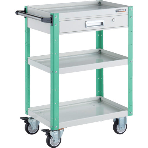 TRUSCO Tool Wagon Eagle Wagon 600 x 400 x H880 with drawer, urethane wheels, white/young green EGW-963VU-WYG 1 unit