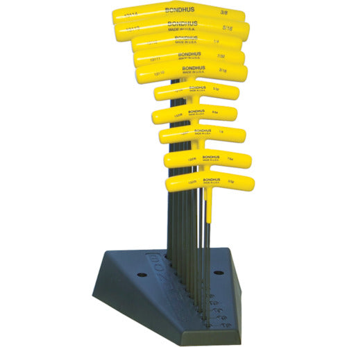 BONDHUS 볼 포인트 육각 T-핸들 인치 세트 10개 세트(3/32-3/8+스탠드) BTX10/S 1 S