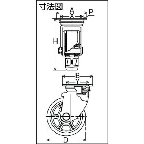 ヨドノ　重荷重用ＭＣナイロン車付自在車　YRRJM130　1 個