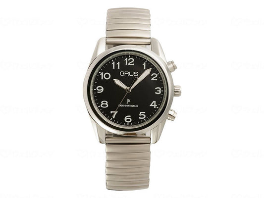 INTEC GRUS Voice Radio Wristwatch Black x Silver