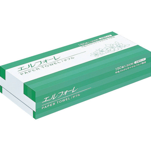 エリエール　エルフォーレ　ペーパータオルダブル　１５０組（大判）　２５パック入　623041　1 CS