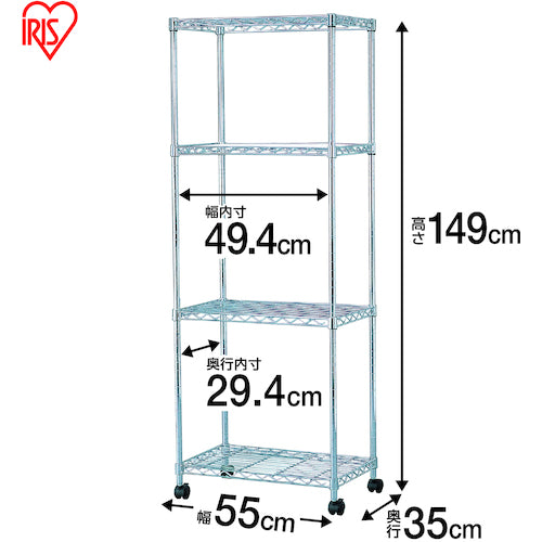 ＩＲＩＳ　１００３７１　スチールラック　メタルミニ（キャスター付）５５０×３５０×１４９０　MTO-5515C　1 台