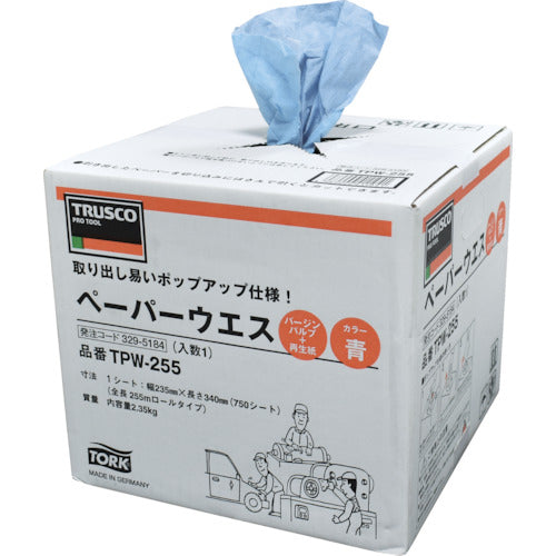TRUSCO Paper Cloth 235mm x 255m Pop-up Type 1 Roll TPW-255 1 Box