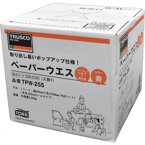 TRUSCO Paper Cloth 235mm x 255m Pop-up Type 1 Roll TPW-255 1 Box