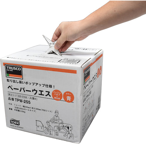 TRUSCO Paper Cloth 235mm x 255m Pop-up Type 1 Roll TPW-255 1 Box