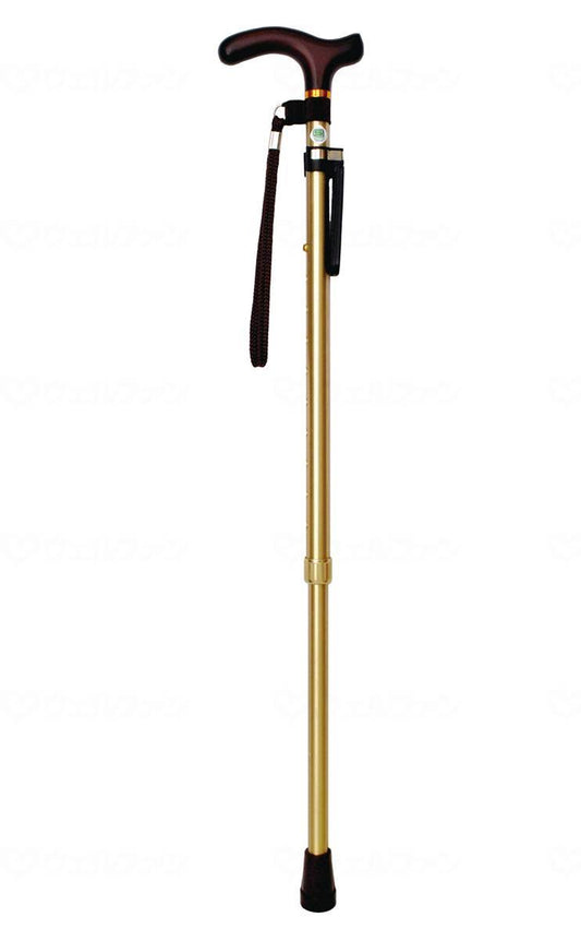 ﾏｯｸｽﾌｧｸﾄﾘｰｶﾗｰｽﾃｯｷ　10段階調整　杖ﾋﾟﾀ付 ｺﾞｰﾙﾄﾞ