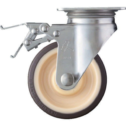 해머 S 시리즈 올 스테인리스 선회식 우레탄 바퀴(롤러 베어링) 125 mm 스토퍼 부착 315S-UB125 1개
