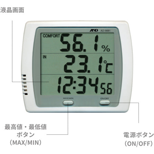 Ａ＆Ｄ　時計付き温湿度計　AD5681　1 個