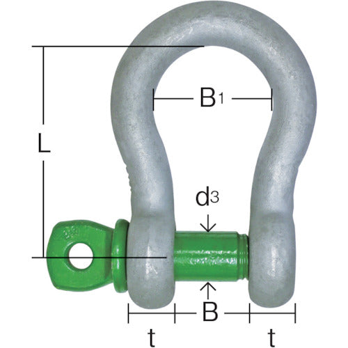 TAIYO 그린 핀 스탠다드 샤클 바우 · 비틀림 0.33t(3259837) GPB-0.33T 1개