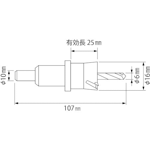 エビ　超硬ホルソー（チタンコーティング）　１６ｍｍ　HO16G　1 本