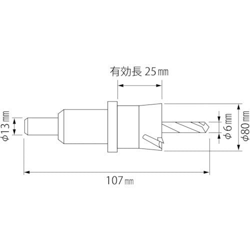 エビ　超硬ホルソー（チタンコーティング）　８０ｍｍ　HO80G　1 本