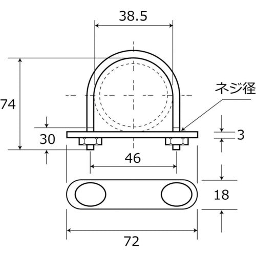 ＷＡＫＩ　Ｕボルトセット　ＢＳ−１６４　５／１６インチＸ３８ＭＭ　BS-164　1 個