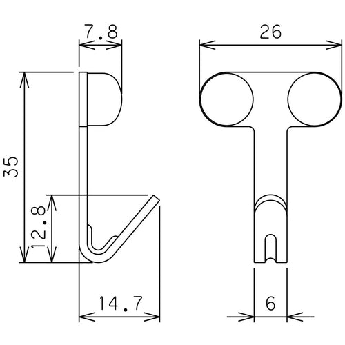 ＷＡＫＩ　Ｊフック徳用ダブル　ＷＮＰ−ＷＷ　シロ　７個入り　WNP-WW 　1 PK